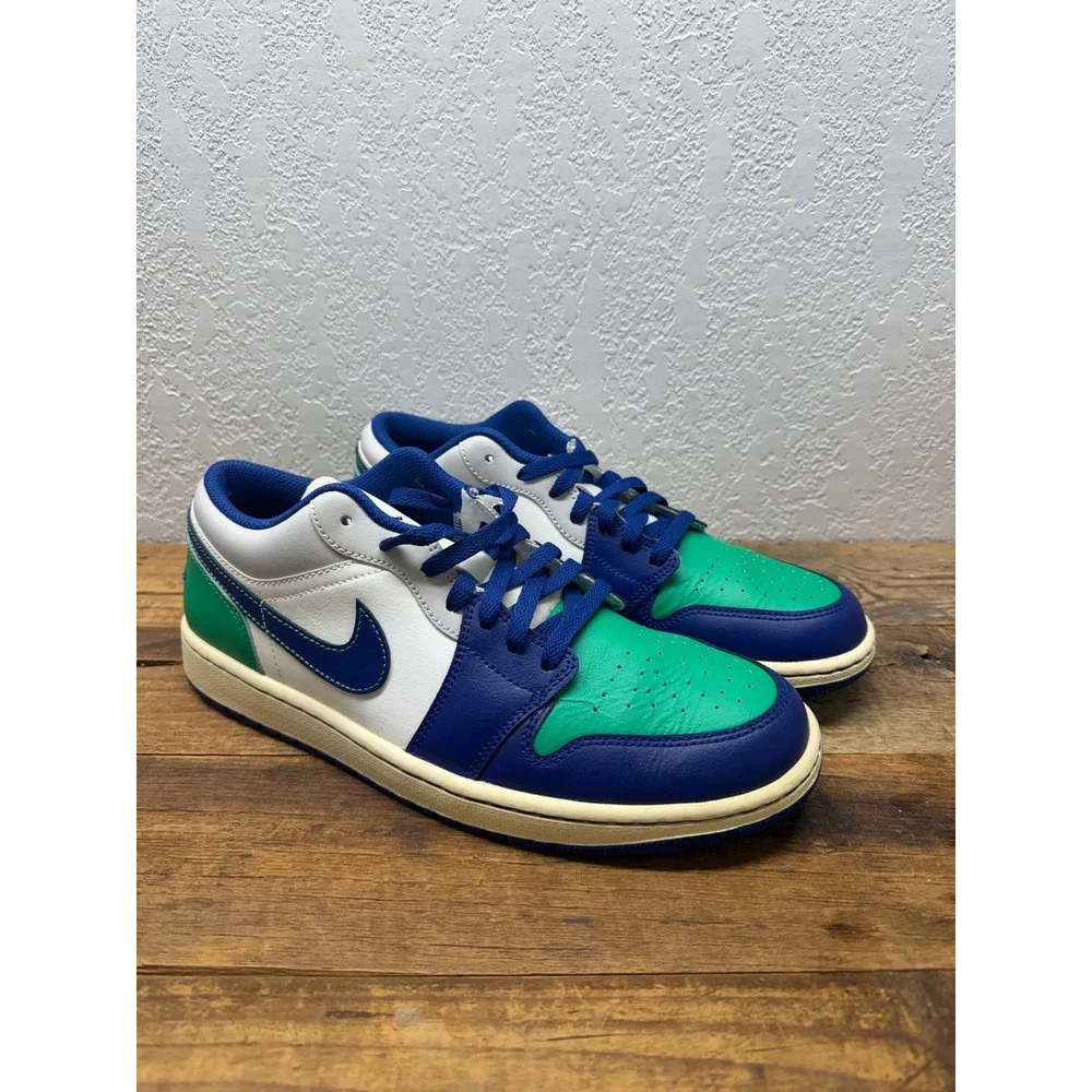 Air Jordan 1 Low Lucky Green Deep Royal Blue White Sneakers DQ8422-301